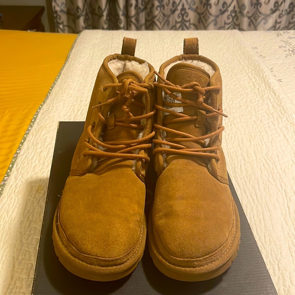 Brown suede ankles for men gently worn.